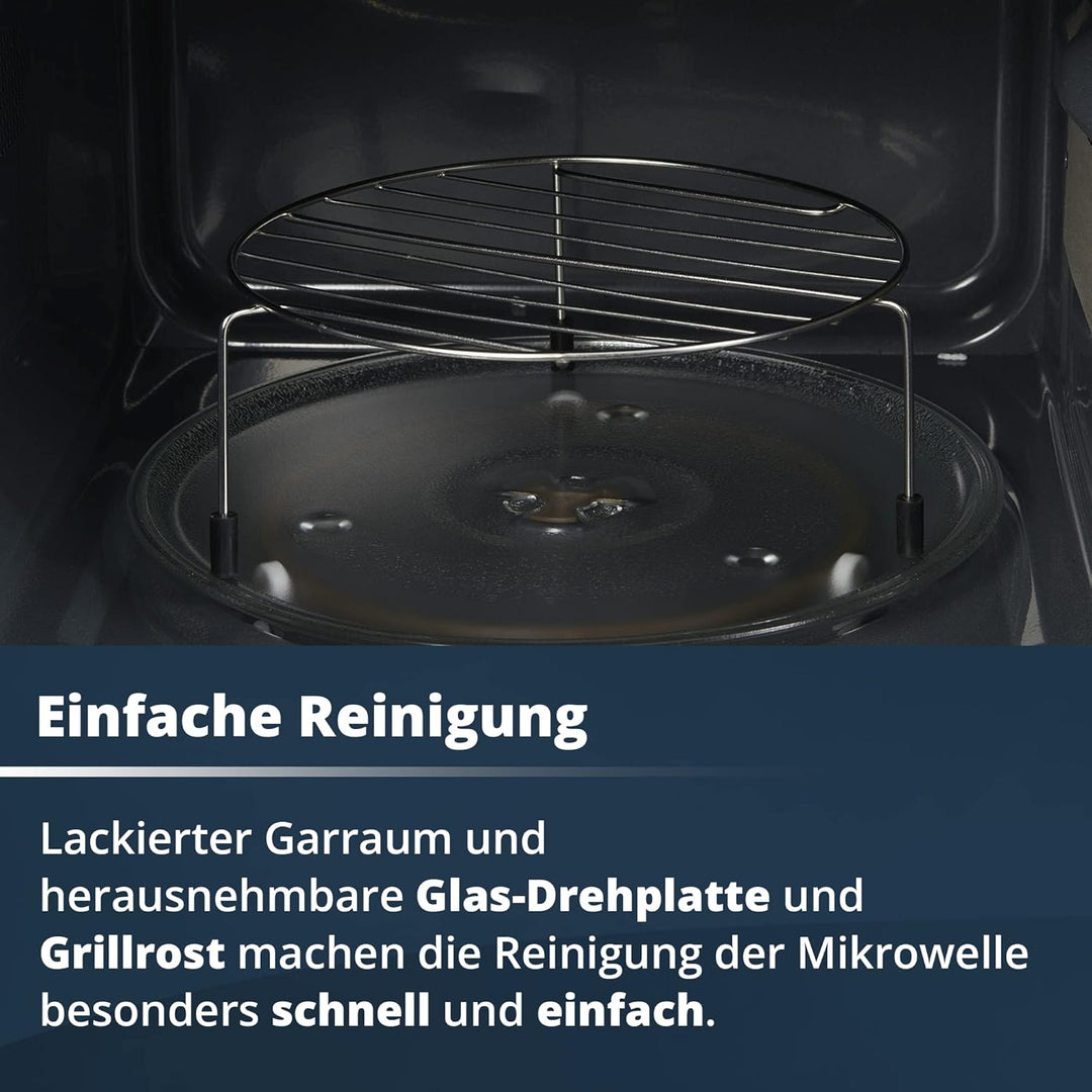 KHG Mikrowelle MW-23.1GS mit Grill 23L aus Metall in schwarz, 9 Automatikprogramme, bis 1.400 Watt,