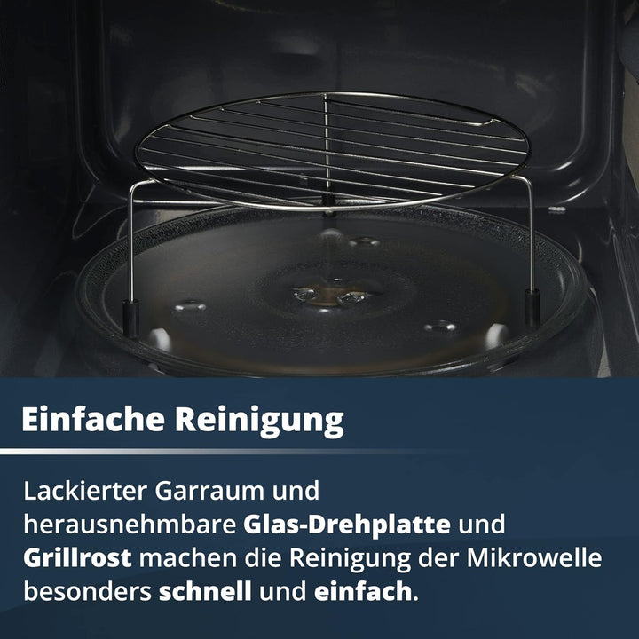 KHG Mikrowelle MW-23.1GS mit Grill 23L aus Metall in schwarz, 9 Automatikprogramme, bis 1.400 Watt,