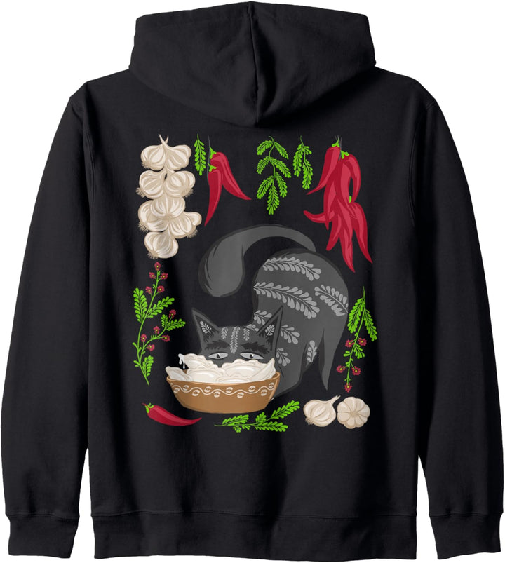 Katze & Vareniki Ukraine Essen Ukrainischen Vyshyvanka Stil Kapuzenjacke