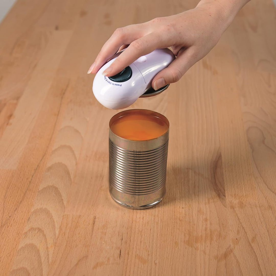 Culinare One Touch Elektrischer Dosenöffner, Weiss, Kunststoff/Edelstahl, Konservenöffner mit Start
