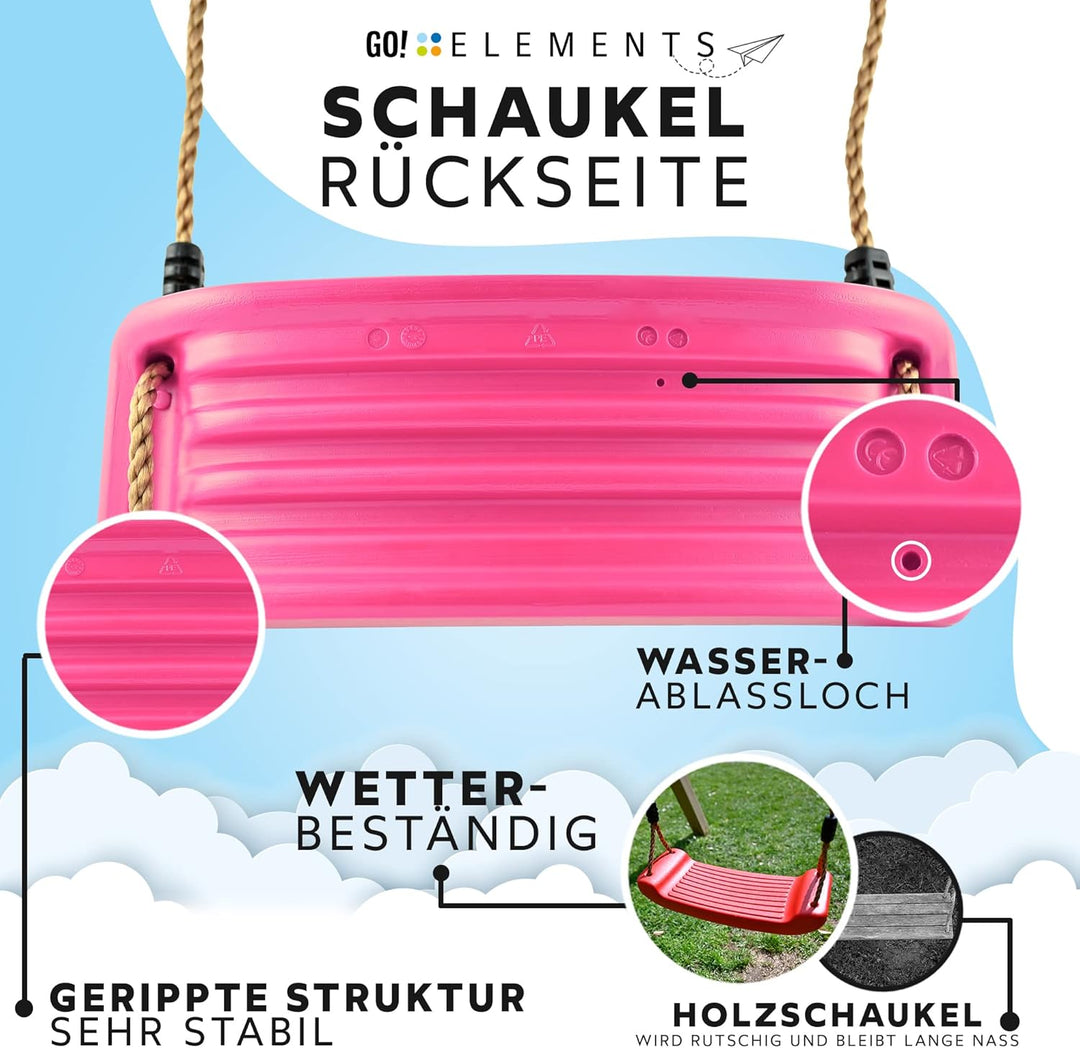 GO!elements Schaukel Garten - Kinderschaukel Outdoor Indoor - Schaukelsitz Schaukelbrett Brettschauk