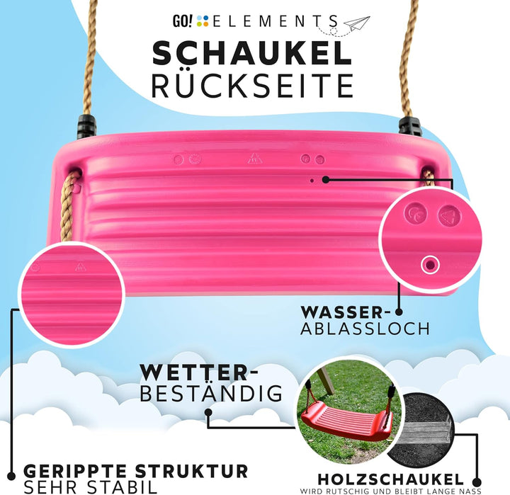 GO!elements Schaukel Garten - Kinderschaukel Outdoor Indoor - Schaukelsitz Schaukelbrett Brettschauk