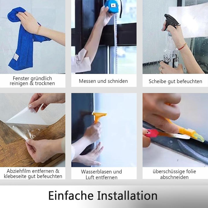 Linarun Fensterfolie selbsthaftend Milchglasfolie 90x200cm, Blickdicht Sichtschutzfolie mit Anti-UV