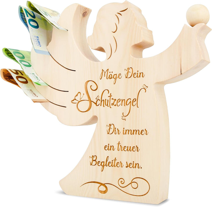 sagl.tirol Zirbenengel mit Zirbenkugel - Holzengel mit Gravur - Zirben Engel mit Spruch - Taufgesche