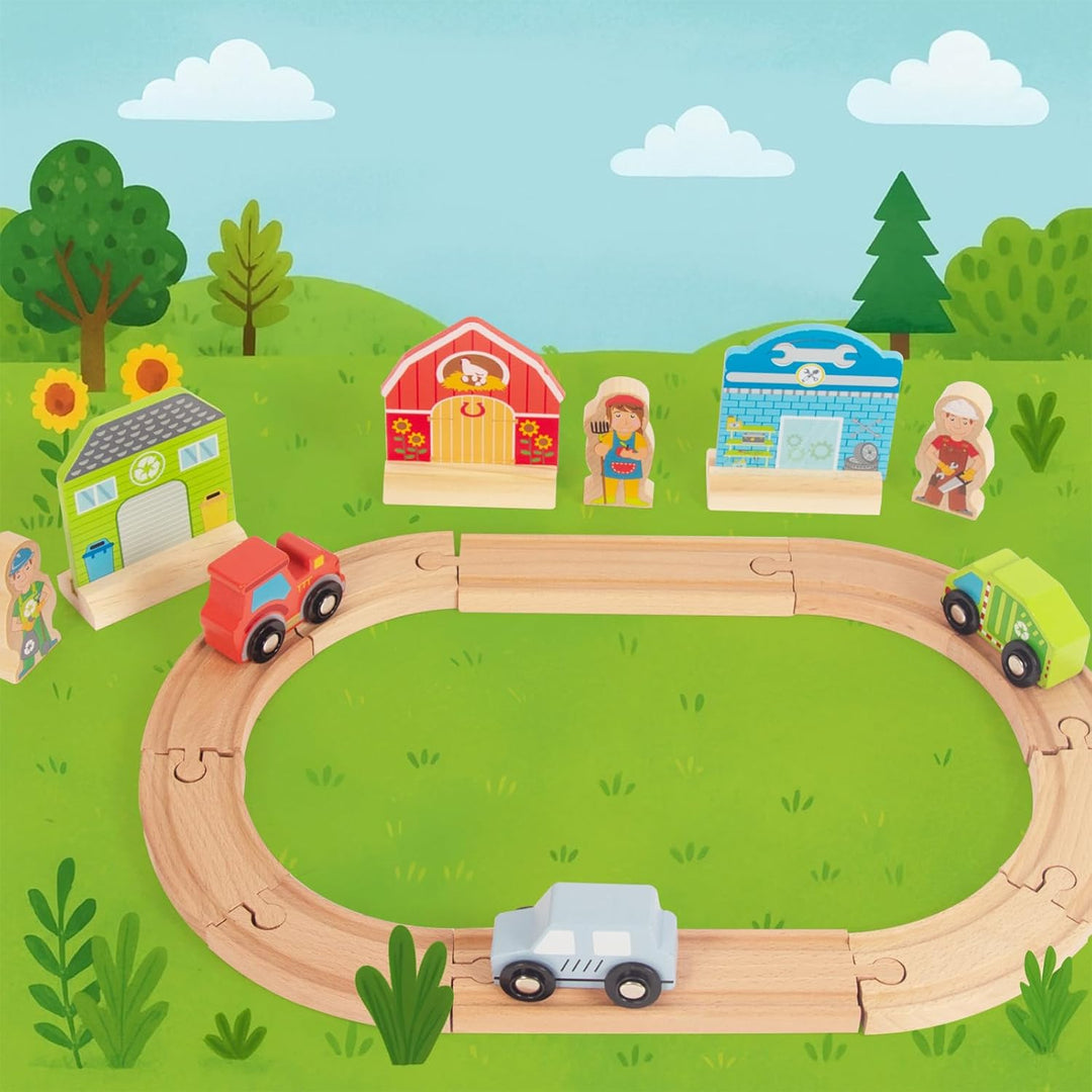 Holz Schiene Wagen Set Landwirtschaft, städtische Gesundheit Thema Kinder Spielzeug Holz Eisenbahn 3