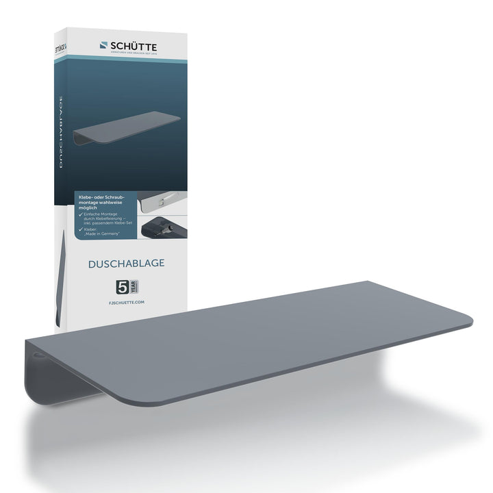 SCHÜTTE 10501 Duschablage selbstklebend Duschregal ohne Bohren Badregal Anthrazit Badablage zum Kleb