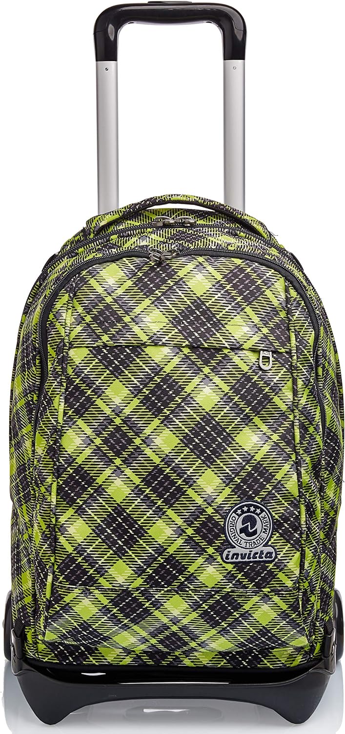 TROLLEY NEW TECH INVICTA TARTAN Rucksack mit Trolleyfunktion, 3 in 1, Schulranzen mit Rollen, Abnehm