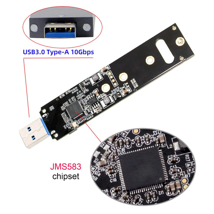 CY USB 3.0 auf NVME M-Key M.2 NGFF SSD Externer PCBA Konveter-Adapter mit Flash Disk Gehäuse, Schwar