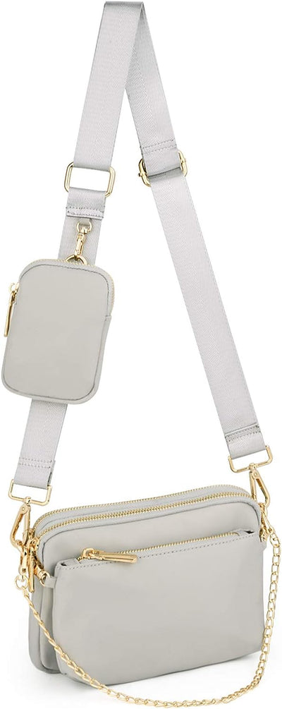 UTO Kleine Umhängetasche Damen 3 in 1 Crossbody Bag Damen Breiter Gurt mit Münzbeutel Handtasche mit