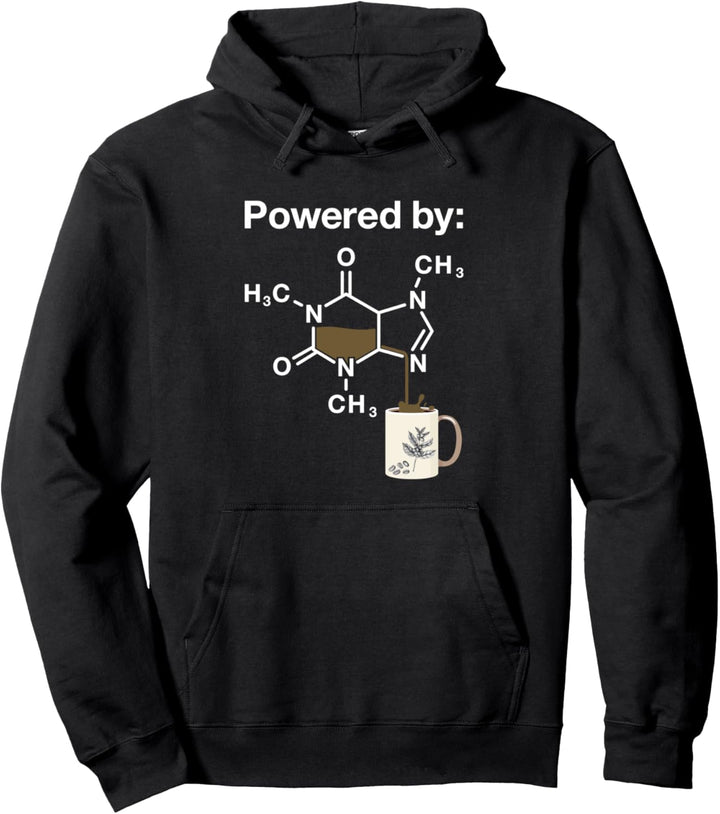 Powered By Coffein Coffee Drinker Science Addict Funny Pullover Hoodie