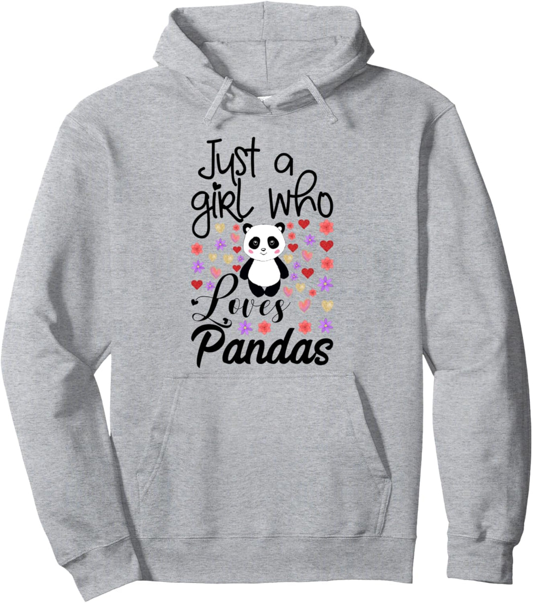 Panda Bear Girls Kids Funny Just A Girl Who Loves Pandas Pullover Hoodie