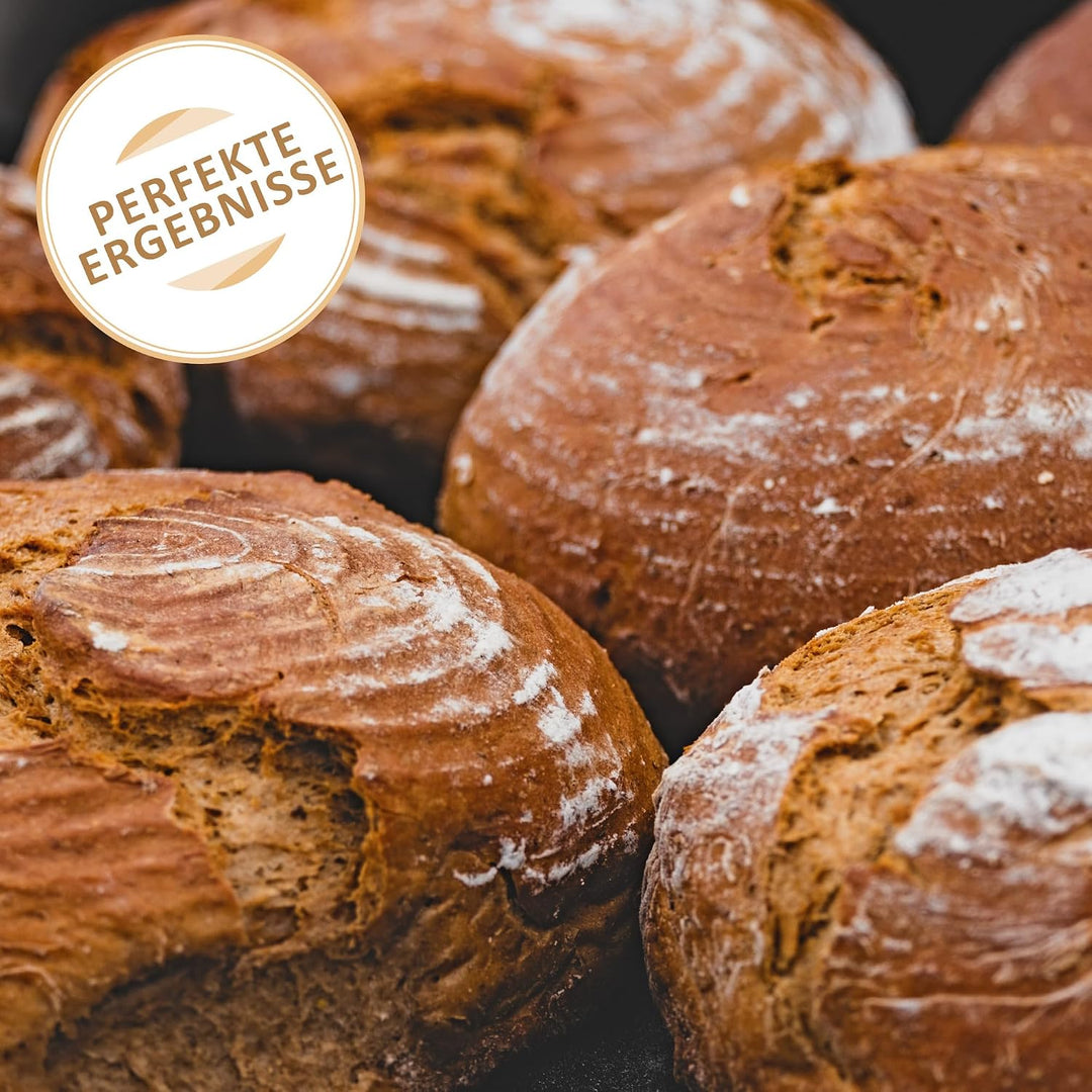 2x Gärungskorb mit waschbarem Leineneinsatz - Gärkörbchen aus natürlichem Peddigrohr - Brotkorb zum
