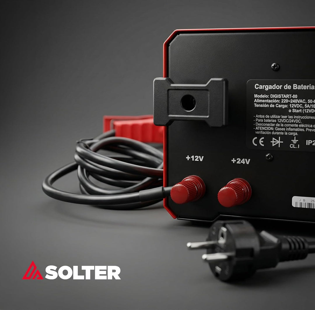 Solter Digistart 80 – Professionelles Ladegerät und Starthilfe, 12/24 V, 10 Stufen, 80 A, Reparaturm