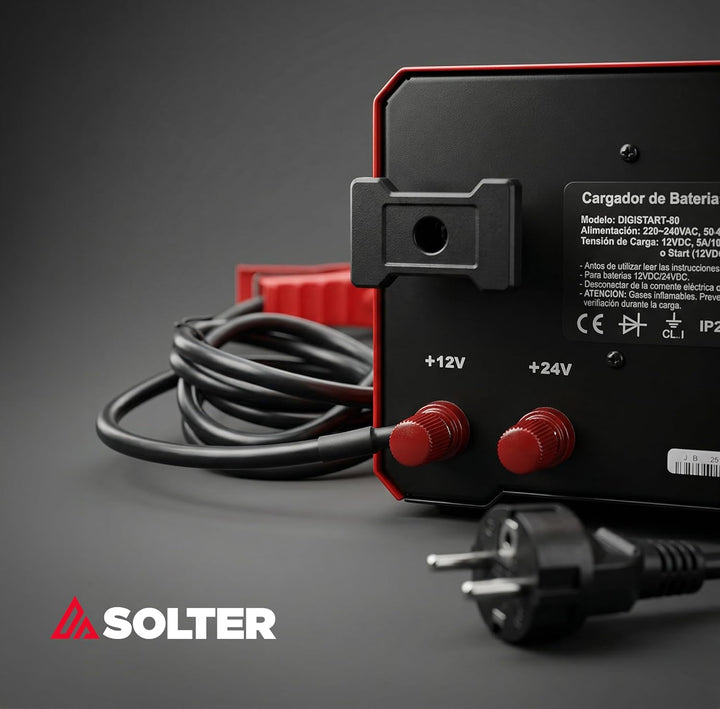 Solter Digistart 80 – Professionelles Ladegerät und Starthilfe, 12/24 V, 10 Stufen, 80 A, Reparaturm