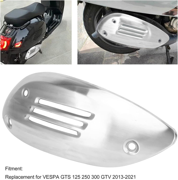 Qiilu Motorrad Auspuffrohrabdeckungfür VESPA GTS 125 250 300 GTV 2013-2021 Motorrad Auspuffrohrabdec