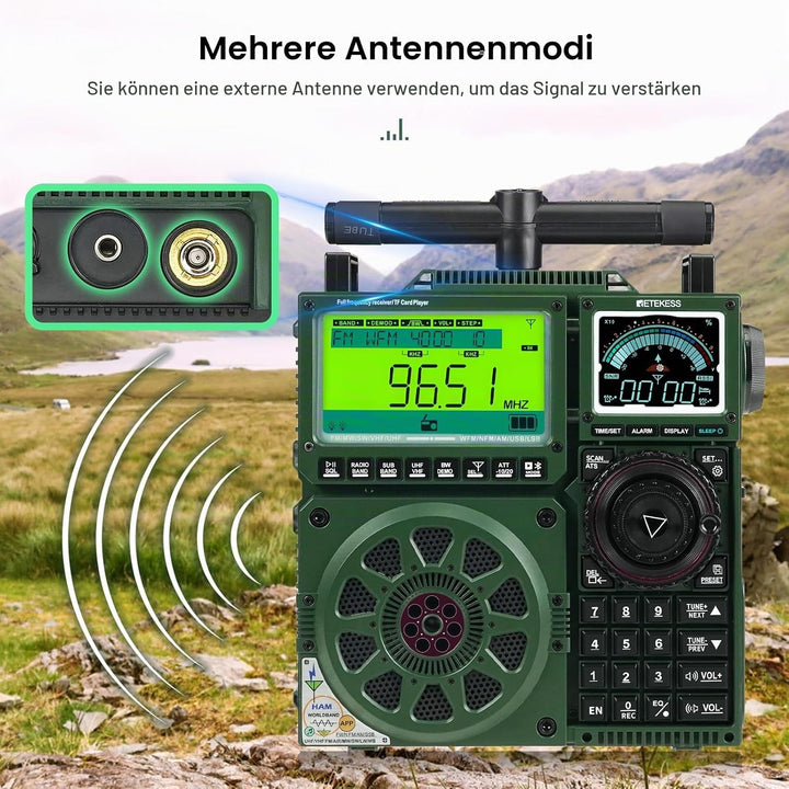 Retekess TR113 Kurzwellenradio,Vollband FM AM SW,AIR SSB,Tragbares Digitales Radio Vollband,App Remo