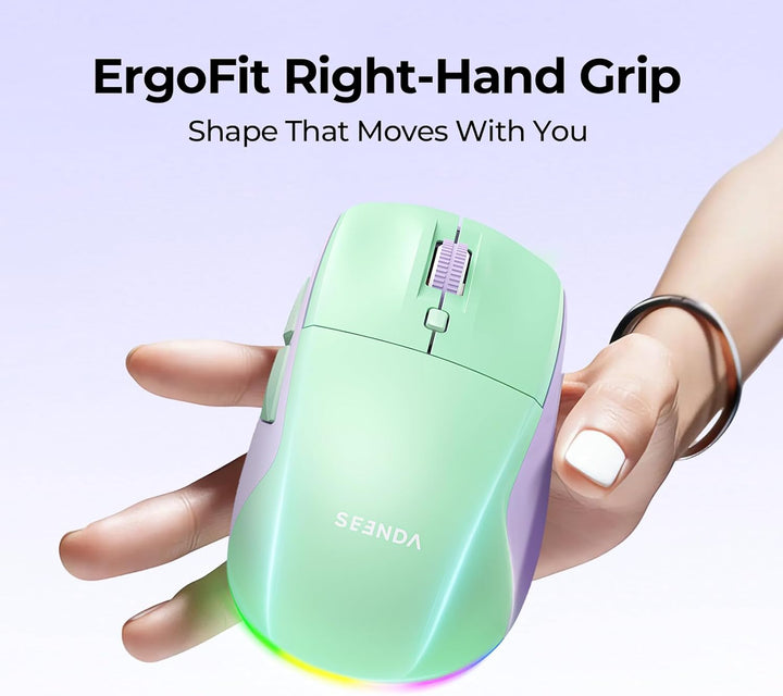 seenda Kabellose Bluetooth Maus, Bluetooth & 2.4G USB Dual Mode Wiederaufladbare LED Leise Klicks Er