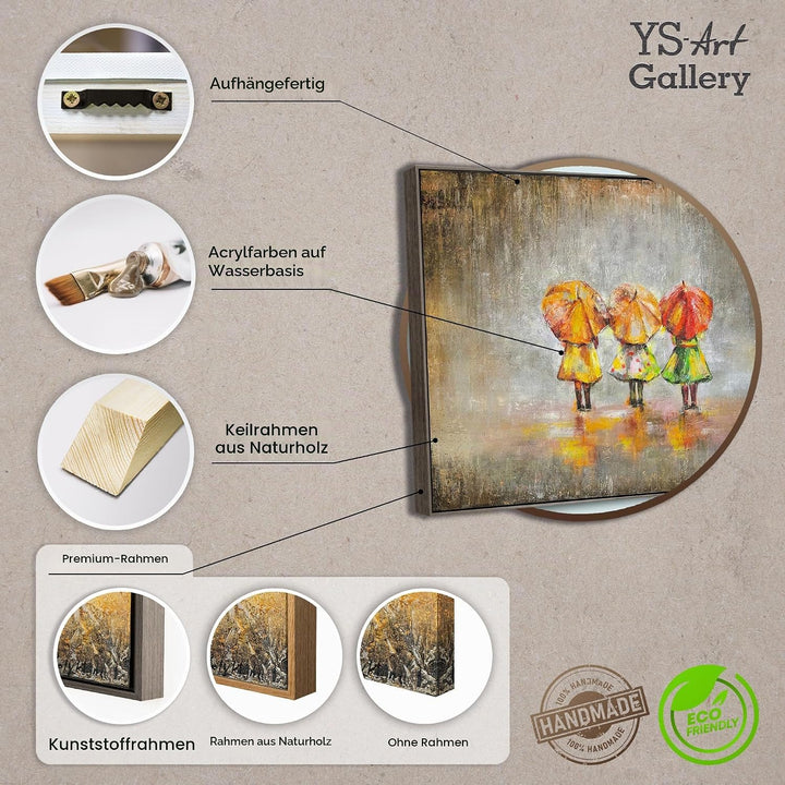 YS-Art XXL Abstrakt Acryl Gemälde auf Leinwand Sommerregen handgemalt Wandbilder Wohnzimmer modernes