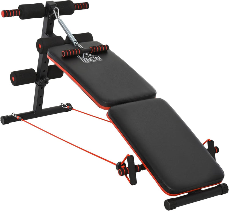 HOMCOM Sit Up Bank Bauchtrainer mit Trainingsbank Trainingsseile Multifunktion Verstellbar&klappbar