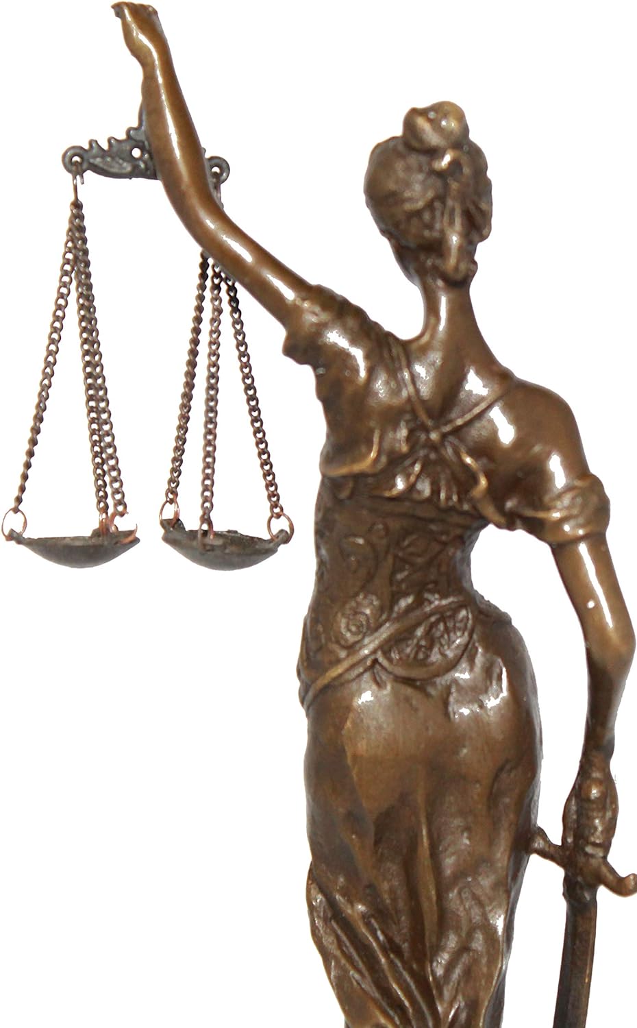 Antik 2000 Bronzeskulptur Justitia Göttin der Gerechtigkeit Bronzefigur Handarbeit Signiert