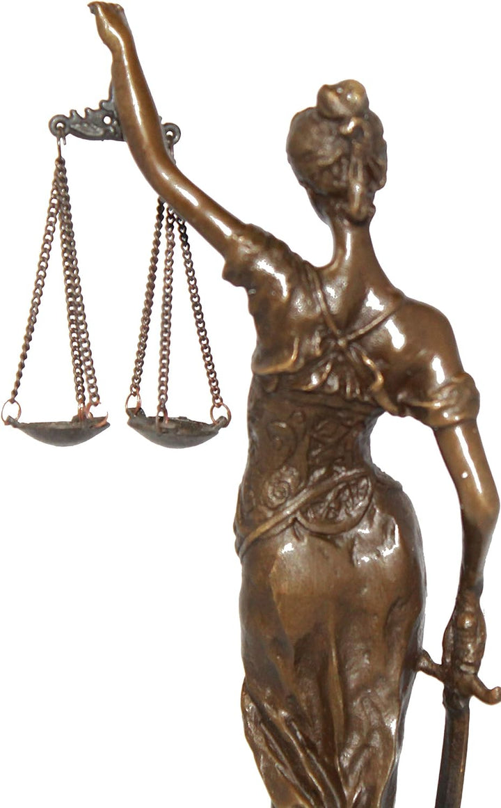 Antik 2000 Bronzeskulptur Justitia Göttin der Gerechtigkeit Bronzefigur Handarbeit Signiert