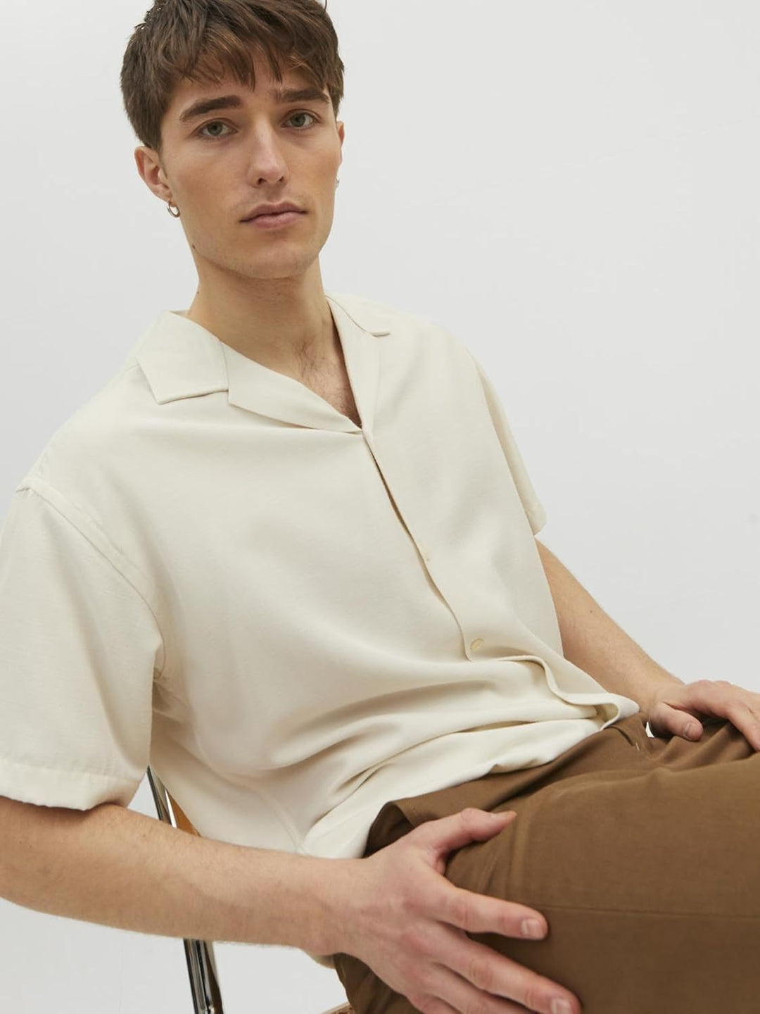 JACK & JONES Herren Jprblujude Camp Collar Shirt S/S Ln Hemd XL Pristine/Fit:relax Fit, XL Pristine/