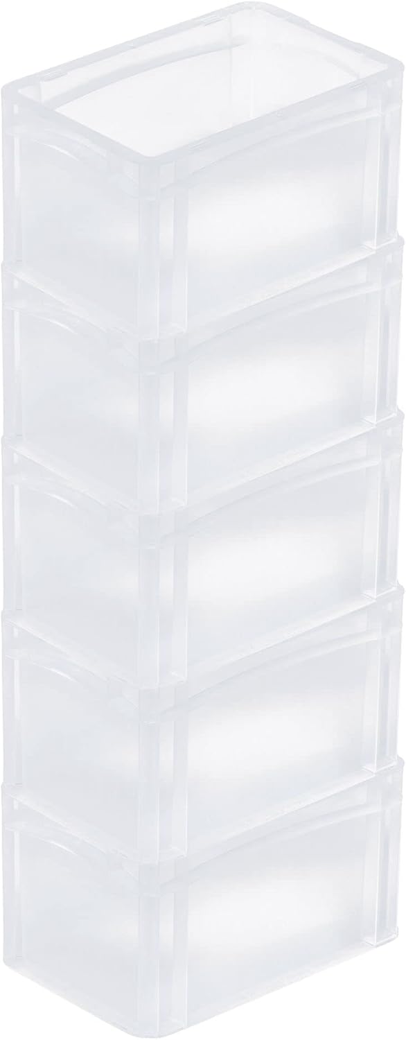 PROREGAL SuperSparSet 5x Transparenter Eurobehälter BasicLine mit geschlossenem Griff | HxBxT 17x20x