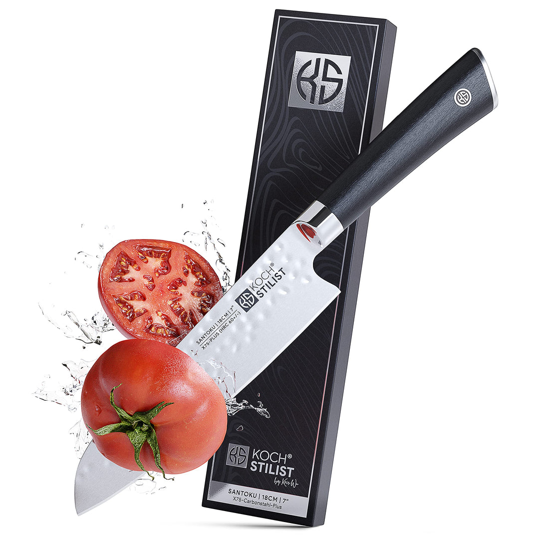 Kochstilist® Premium Santoku Messer 18 cm [+ inkl. Geschenkbox] Das Profi-Kochmesser aus extrem scha