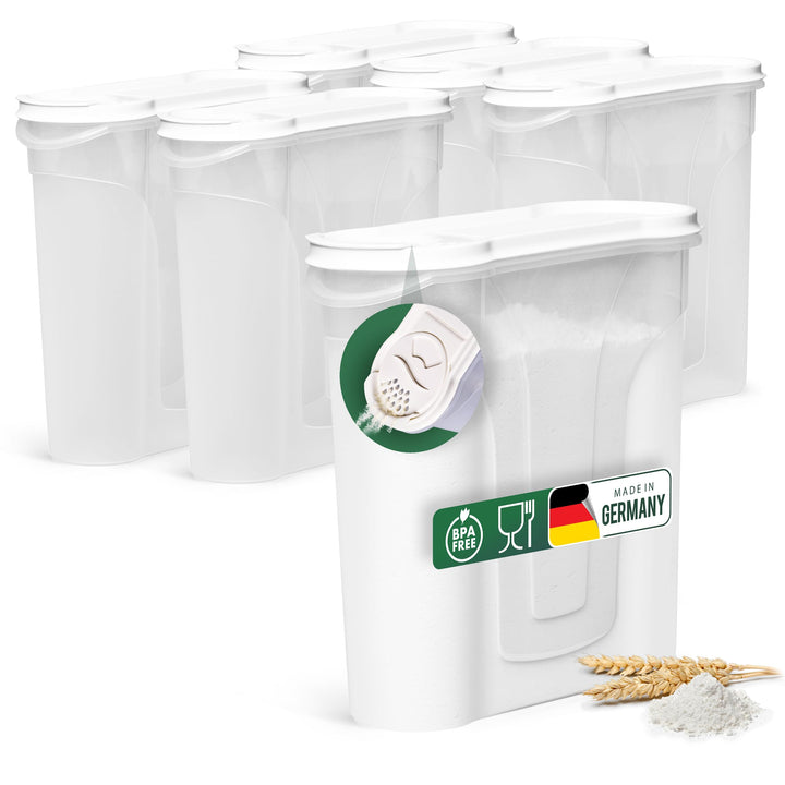 Novaliv Schüttdosen 6er Set Vorratsdose zum Streuen 2,4 Liter - Masse (LxBxH): 22 x 21 x 8,5 cm - Do