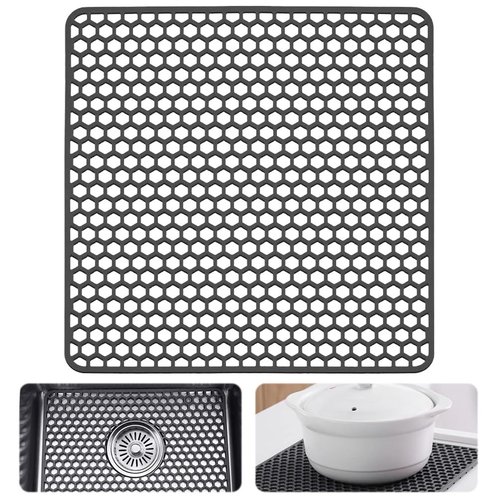 NAROSEBE Spülbeckeneinlage Silikon Spülbeckenmatte 30.5*30.5cm Spülmatte Abtropfmatte Spülbeckenschu