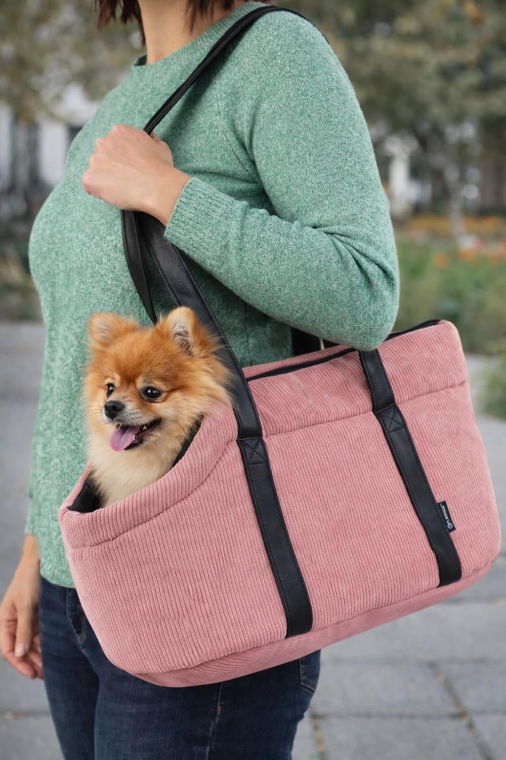 Hundetasche - Tragetasche Alessia Rosa – 46x23x25cm – Polyester mit Rippcord – Öffnung Oben – heraus