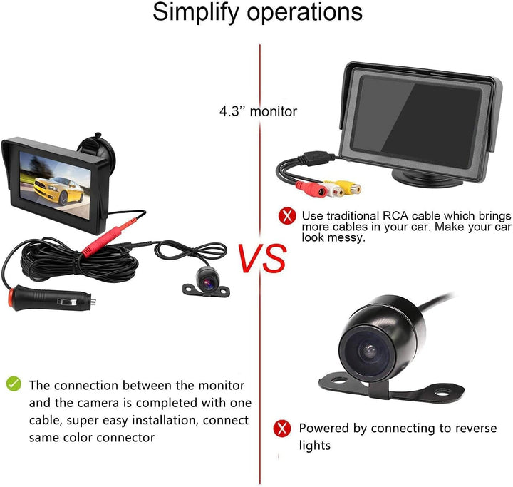 OBEST Auto Rückfahrkamera mit 4,3 Zoll Monitor Set, IP67 wasserdichte Parkkamera Einparkhilfe System
