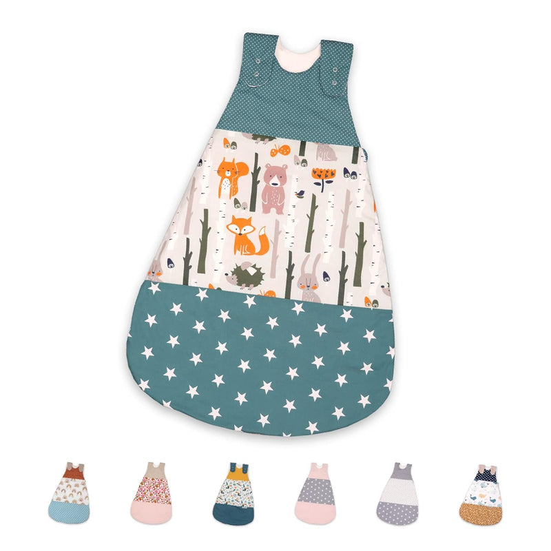 ULLENBOOM Sommerschlafsack Baby Waldtiere Petrol (Made in EU) - Aus OEKO-TEX Materialien - 0,5 TOG,