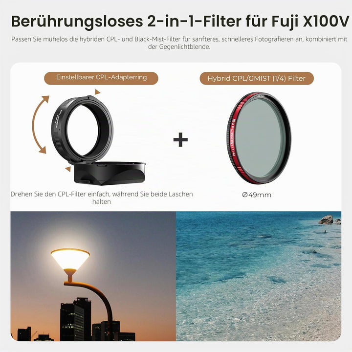 Freewell The Real Gegenlichtblende - Hybrid CPL/Mist Filter, Flipable, Touchless Filterbetrieb für F