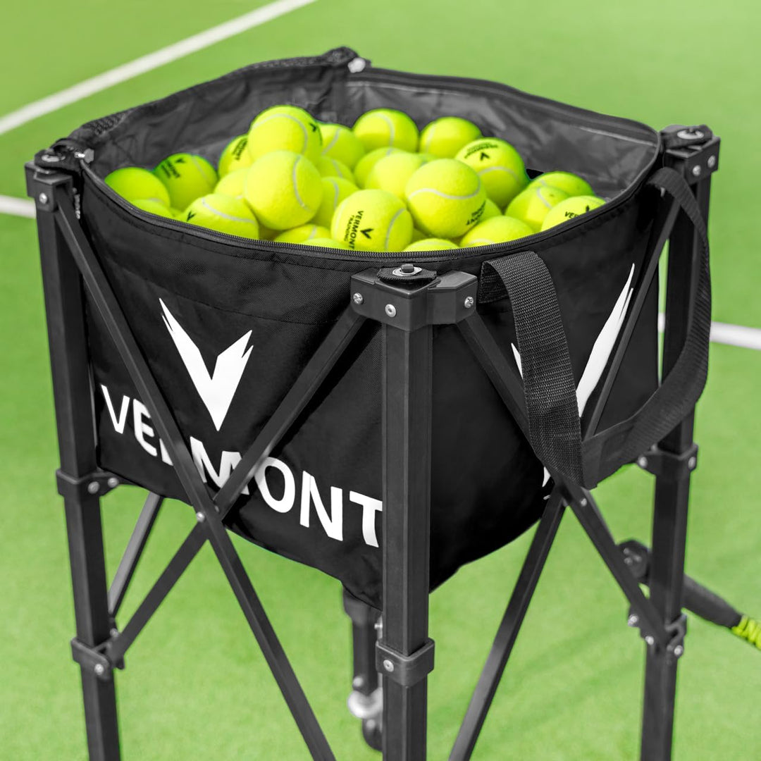 FORZA Vermont Pro rollender Tennisballkorb – tragbar und effiziente Aufbewahrung [150 Ballkapazität]