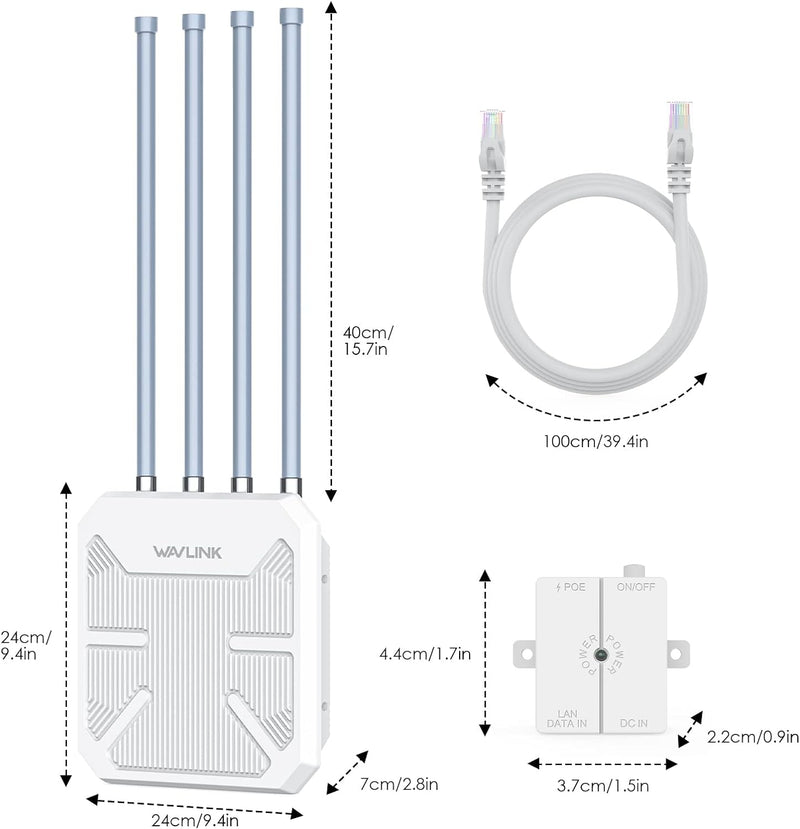 WLAN-Repeater mit langer Reichweite, für den Aussenbereich, leistungsstark, Signalverstärker, Antenn