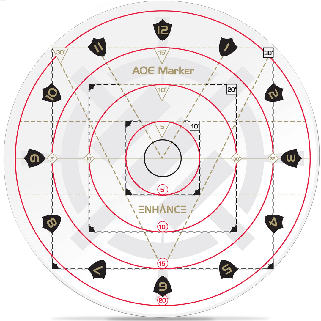 ENHANCE Spell AOE Damage Marker für Tabletop-RPG-Spiele - D & D-Wirkungsbereichsvorlage Bestimmt die