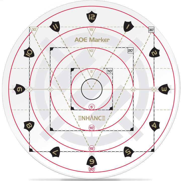 ENHANCE Spell AOE Damage Marker für Tabletop-RPG-Spiele - D & D-Wirkungsbereichsvorlage Bestimmt die