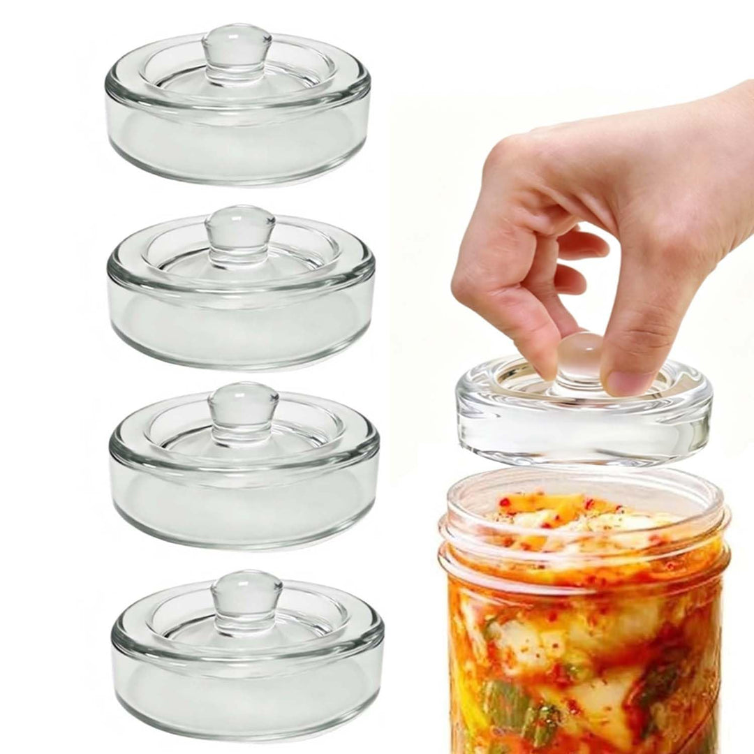 4 Stück Fermentiergewichte mit Ø 8 cm, Glasgewichte zum Fermentieren von Gemüse in Salzlake, Ideal z