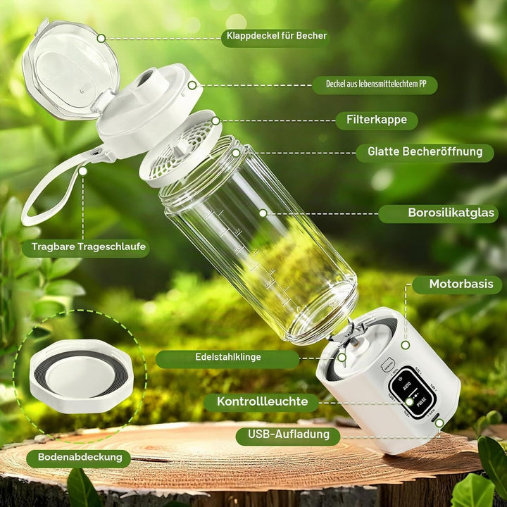 MIAOKE Tragbarer Smoothie-Mixer, 700 ml, wiederaufladbarer Mixer, mit Automatik- und Pulsfunktion, m