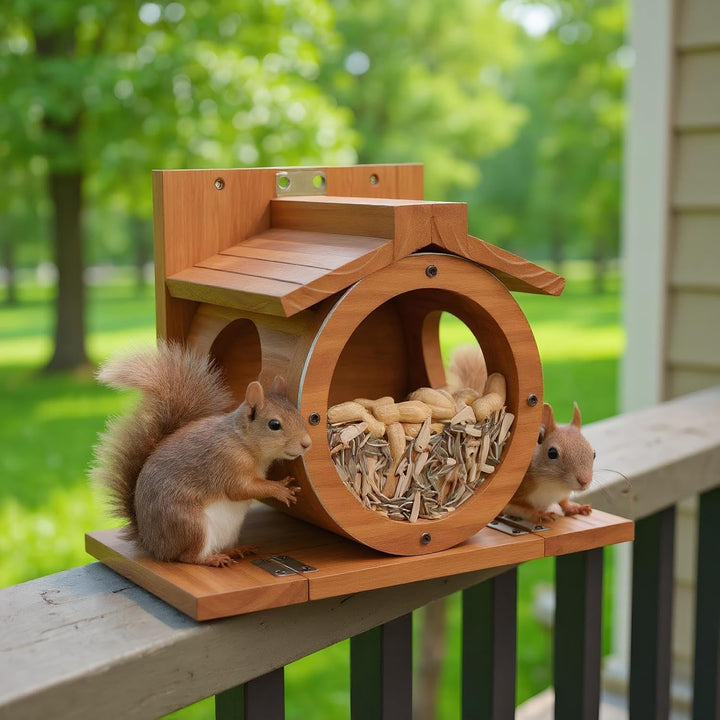 Eichhörnchen Futterstation Aus Holz Für Den Aussenbereich,Streifenhörnchen Futterstation Mit Belüftu