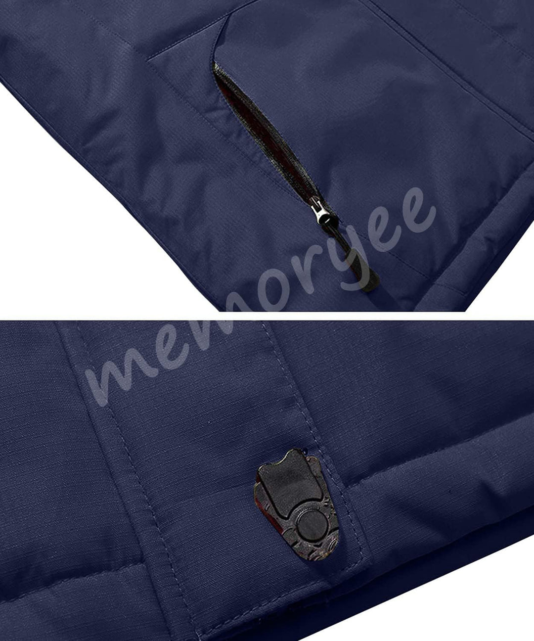 Memoryee Herren Ski Jacke Warmer Gefüttert Winter Fleece Mantel Wasserdichter mit Abnehmbarer Kapuze