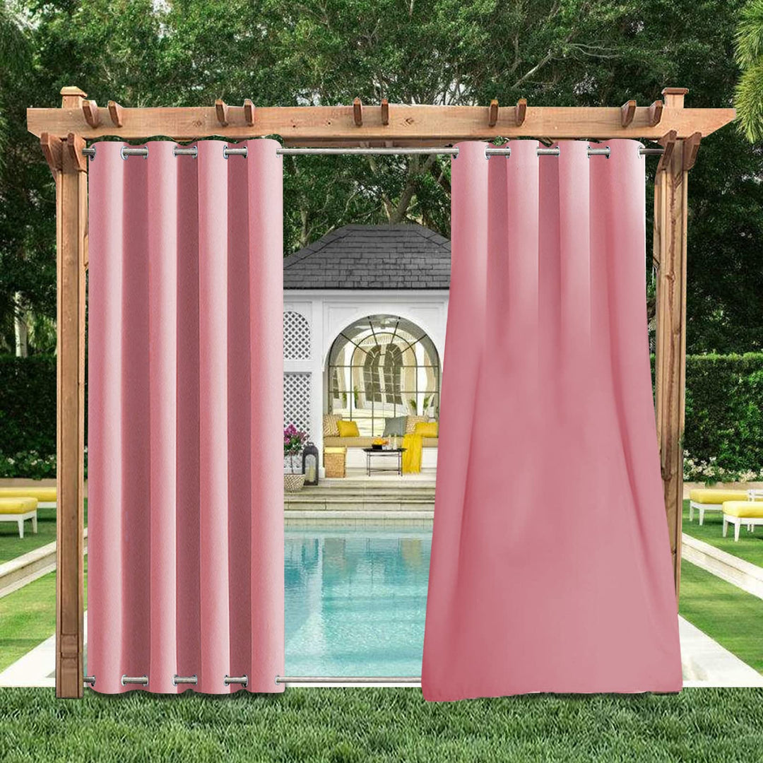 Rosnek Outdoor Vorhang Wetterfest Winddicht mit Obere und Untere Ösen,2 Stück Outdoorvorhänge 273x13