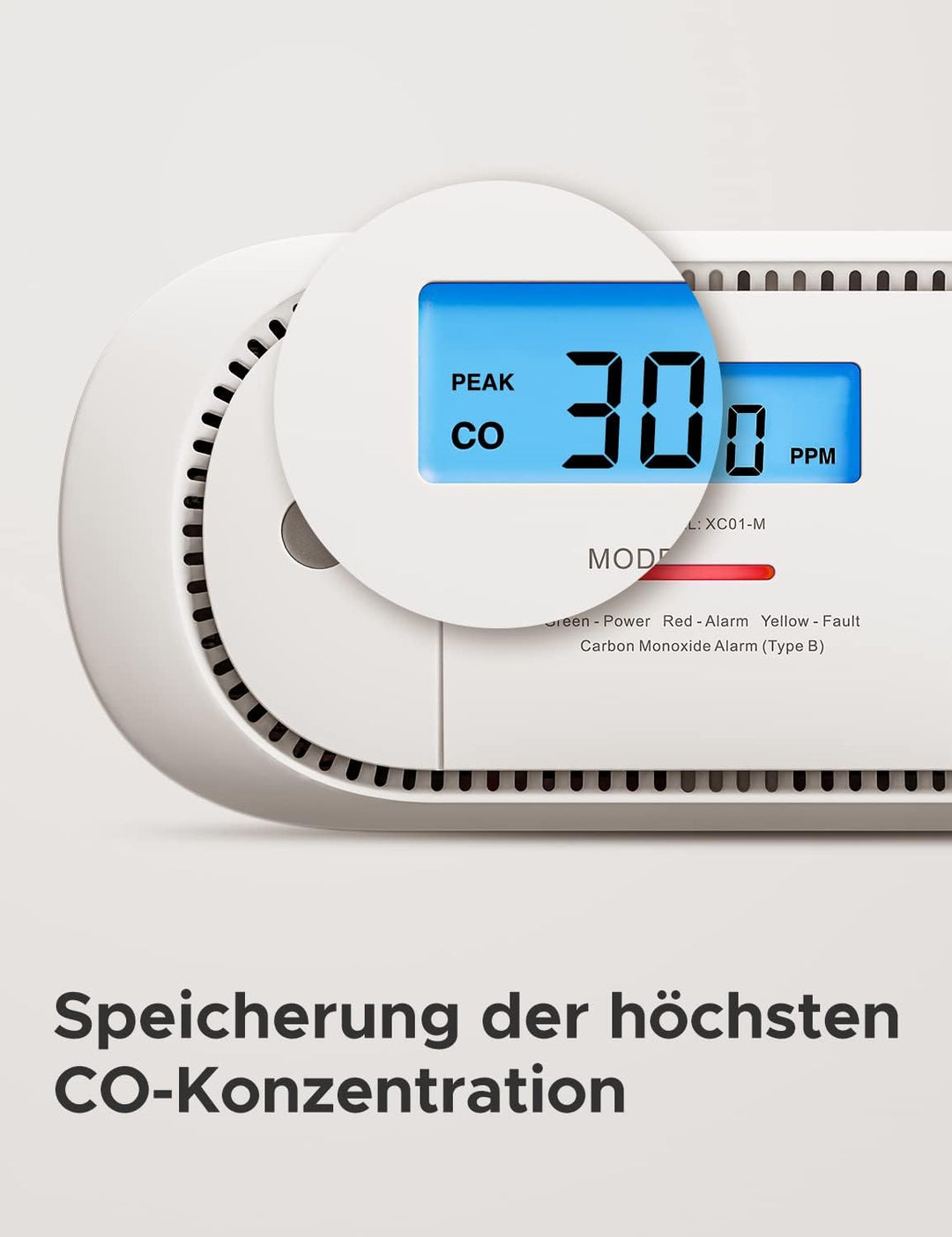 X-Sense Kohlenmonoxid-Melder funktioniert mit der SBS50-Basisstation, verfügt über eine Digitale LCD