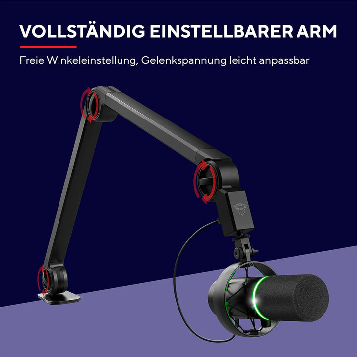 Trust Gaming GXT 255Plus Onyx Professionelles Mikrofon mit Arm, Nierencharakteristik, Popfilter, USB