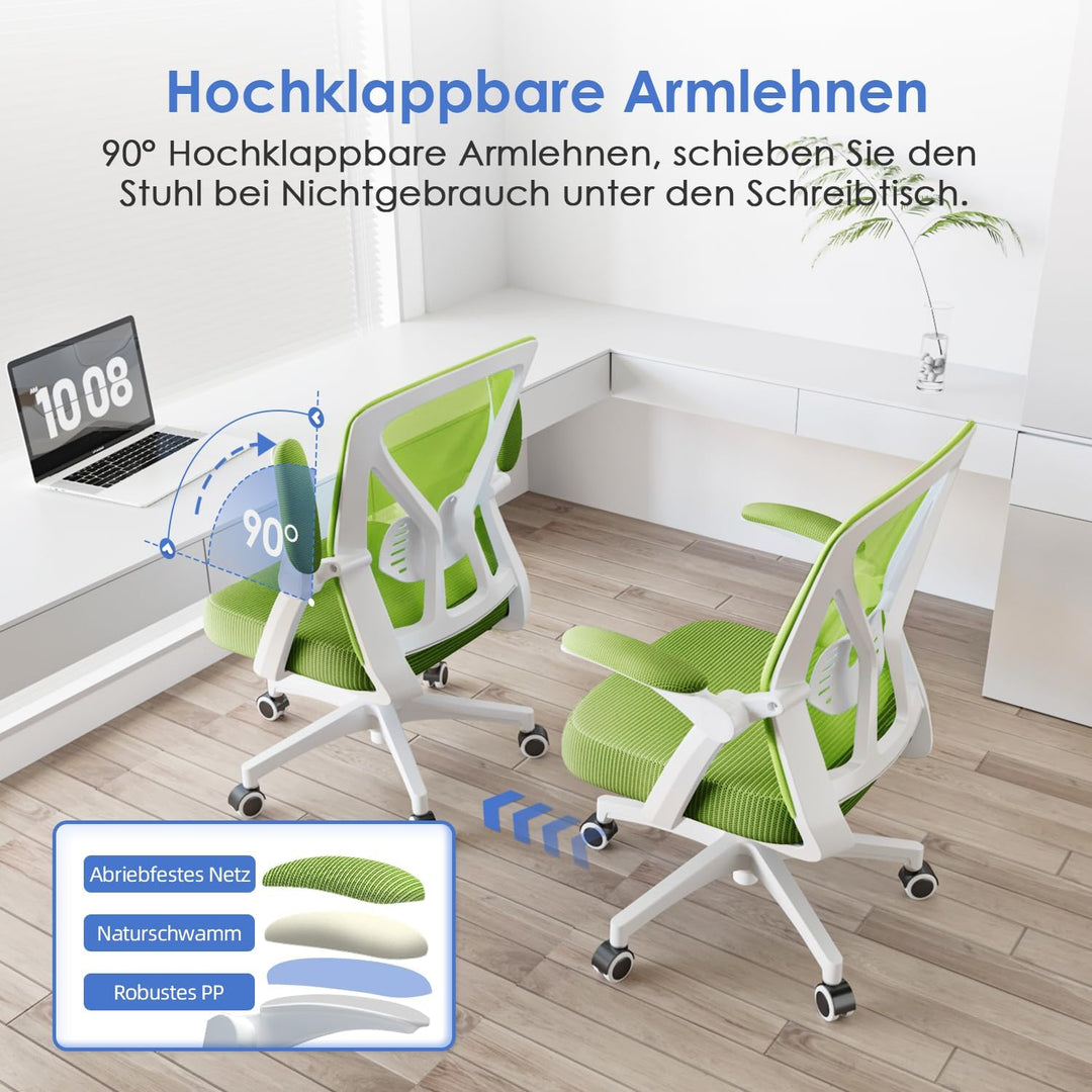 Hinonde Bürostuhl, Ergonomischer Schreibtischstuhl mit Lendenwirbelstütze, Bürostuhl Ergonomisch Tes
