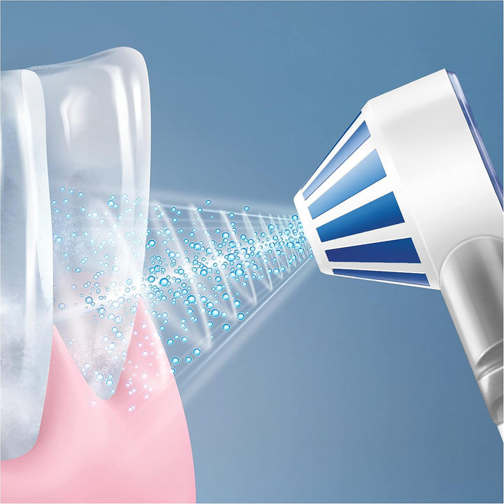 Oral-B AquaCare 6 Pro-Expert Munddusche, 2 Ersatzdüsen, Zahnzwischenraumreiniger mit 6 Putzmodi für