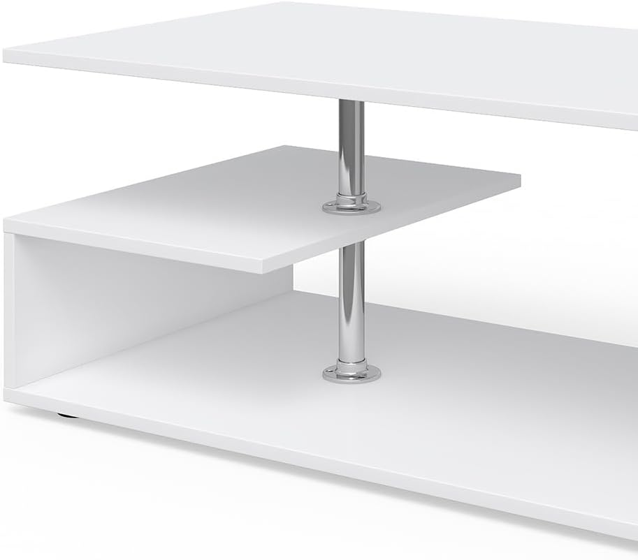 Vicco Couchtisch Guillermo Wohnzimmertisch Beistelltisch Holztisch Kaffeetisch 90 x 50 cm Weiss