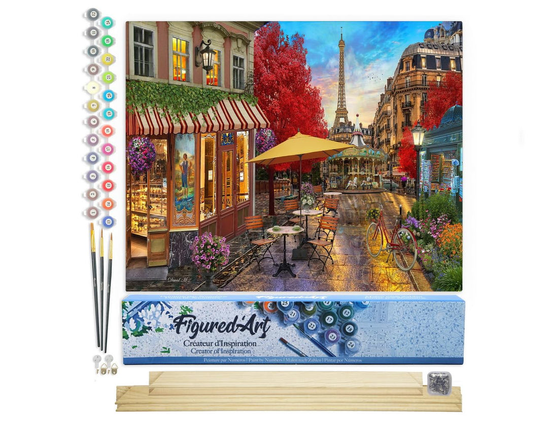 Figured'Art Malen Nach Zahlen Erwachsene Mit Rahmen Veranda in Paris - Paint by Numbers Basteln DIY