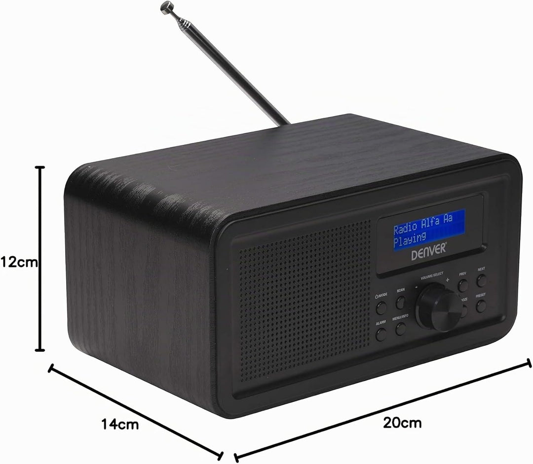 Denver DAB-30 DAB+ Radio mit FM Tuner und Weckerfunktion, Schwarz